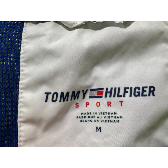 90s Tommy Hilfiger Mens Neon Green Yellow Hooded Windbreaker Jacket M Spell Out - Picture 4 of 13